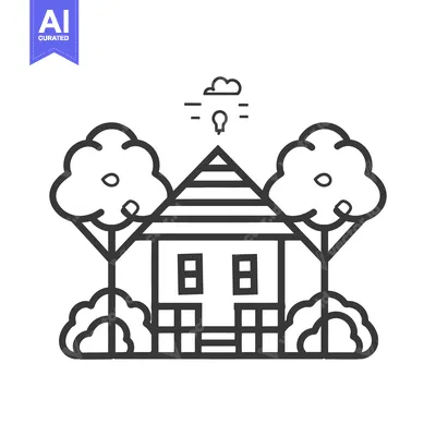 Simple House Design with Trees and Lightbulb