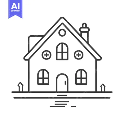 Aset premium populer: Simple Line Drawing Of A Cozy House