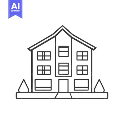 Aset desain premium: A Simple Line Drawing Of A Multi Story Building