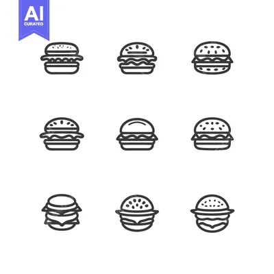 Aset premium populer: Nine Different Line Art Styles Of Hamburgers