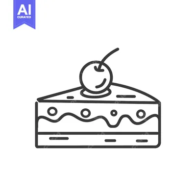 Aset premium populer: A Simple Line Drawing Of A Cherry Cake Slice