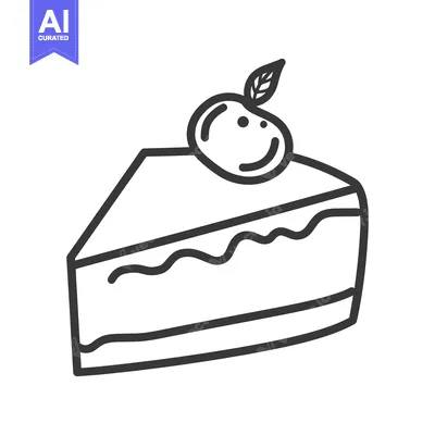 Premium design asset: A Simple Line Drawing Of A Cake Slice
