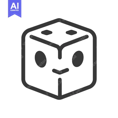 Premium design asset: An illustrated cube shaped like a friendly face