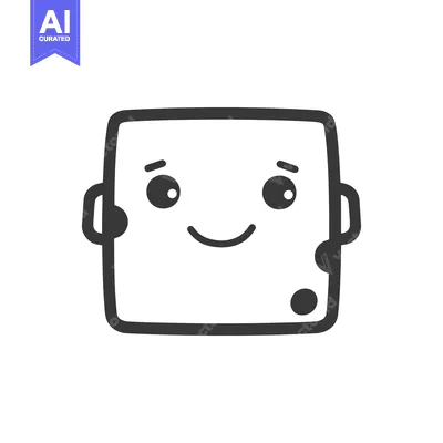 Aset premium populer: Happy Square Robot Character Design Illustration