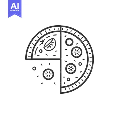 Aset desain premium: A quartered pizza illustration showing various toppings