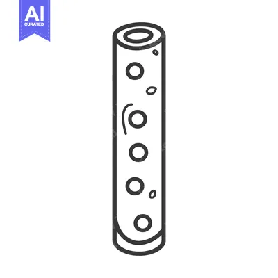 Premium design asset: Line drawing of a simple wooden flute