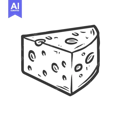 Aset desain premium: A Hand Drawn Illustration Of A Wedge Of Cheese