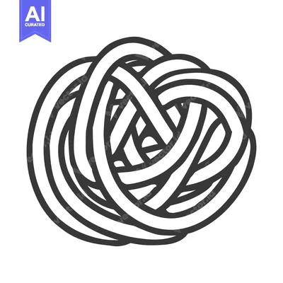 Aset premium populer: A tangled mass of pasta noodles forms a circular shape
