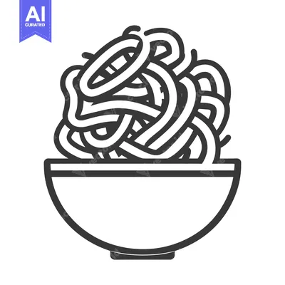 Aset premium populer: A Bowl of Noodles A Simple Line Drawing