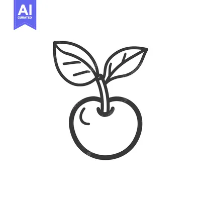 Aset premium populer: A Simple Line Drawing Of A Single Cherry