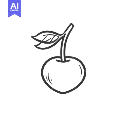 Aset premium populer: A Simple Line Drawing Of A Single Cherry