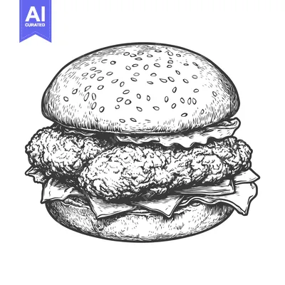 Aset premium populer: Delicious Crispy Chicken Burger Illustration