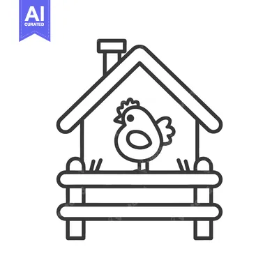 Aset premium populer: A Simple Line Drawing Of A Chicken Coop