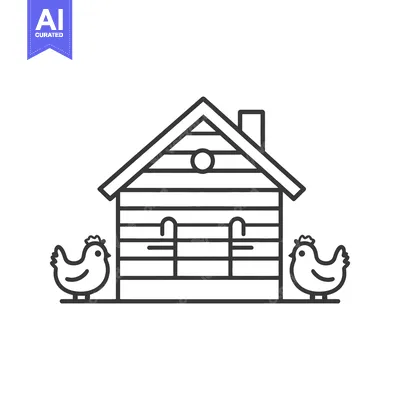 Aset premium populer: Wooden Chicken Coop House With Two Chickens