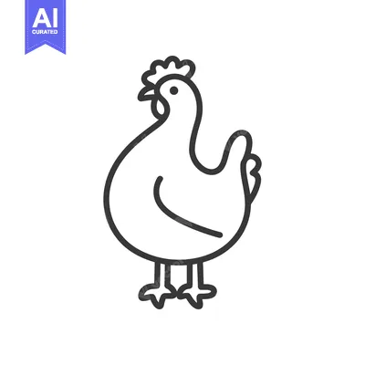 Aset desain premium: A Simple Line Drawing Of A Hen