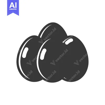 Aset desain premium: Three Dark Eggs Arranged Together In A Simple Design