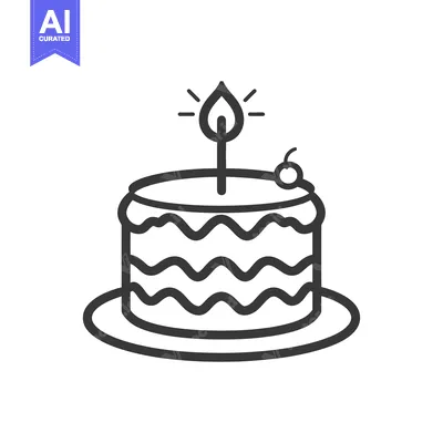 Aset desain premium: A Single Candlelit Birthday Cake With Cherry