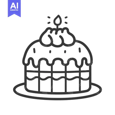 Aset desain premium: A delicious layered birthday cake with a single candle