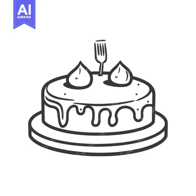 Aset premium populer: Delicious Round Cake With Icing And Fork
