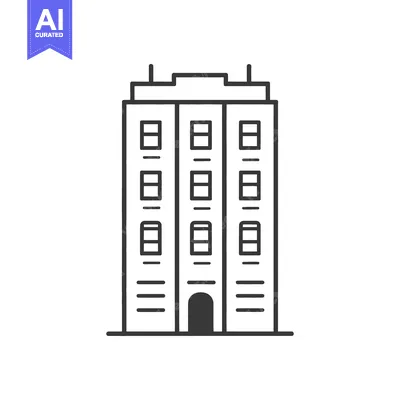 Simple Line Drawing of a Multistory Building