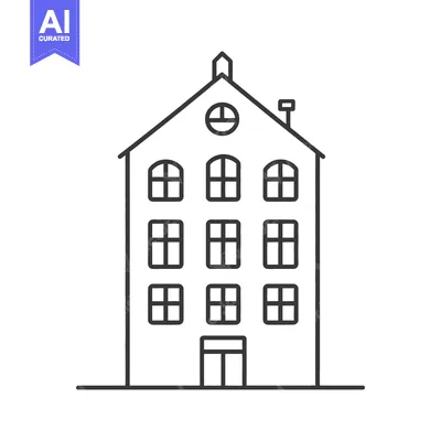 Simple Line Drawing of a Multi Story Building
