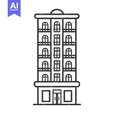 Aset premium populer: Modern apartment building architectural line drawing illustration
