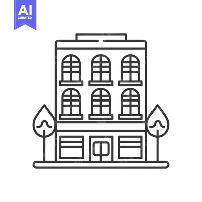 Premium design asset: A Multistory Building With Trees And Shops Below