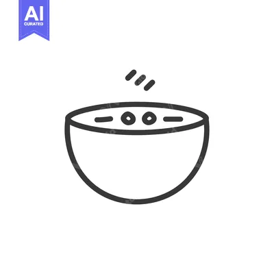 Premium design asset: A Simple Line Drawing Of A Bowl Of Hot Soup