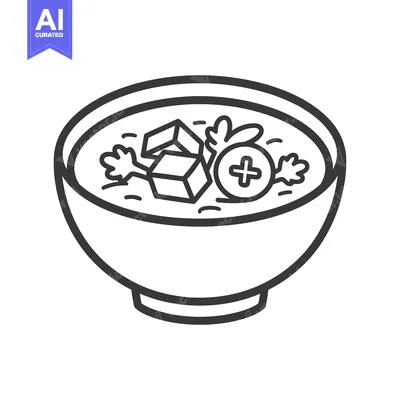 Aset desain premium: A Bowl of Soup with Tofu and Herbs