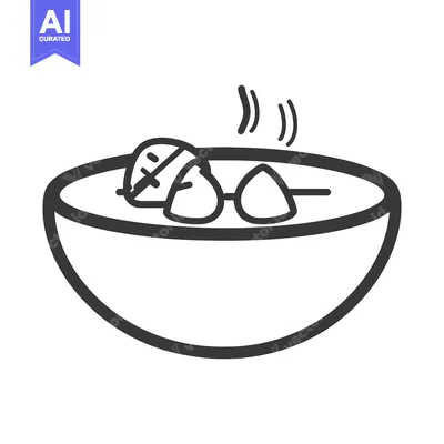Aset desain premium: A bowl of hot soup with dumplings and skewers