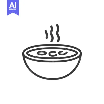 Aset desain premium: A steaming bowl of hot soup with ingredients