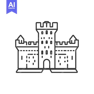 A Simple Line Drawing Of A Medieval Castle
