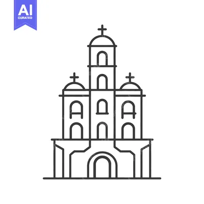 Premium design asset: A Simple Line Drawing Of A Church Building