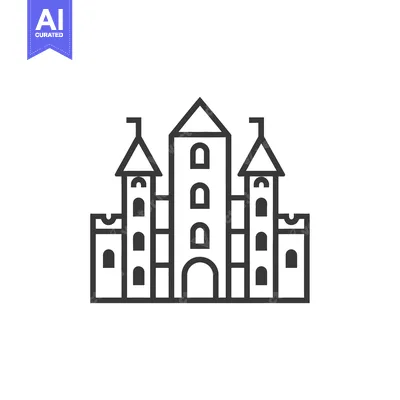 Simple Line Drawing Of A Medieval Castle