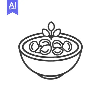 Aset premium populer: A bowl of soup with vegetable garnish