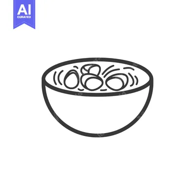 Aset desain premium: A Simple Line Drawing Of A Bowl Of Soup