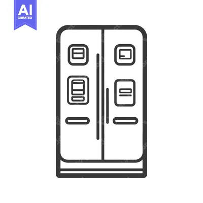 Double Door Refrigerator Icon Line Art Design