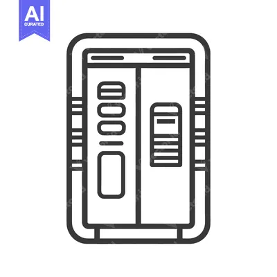 Aset premium populer: Line drawing of a double door vending machine