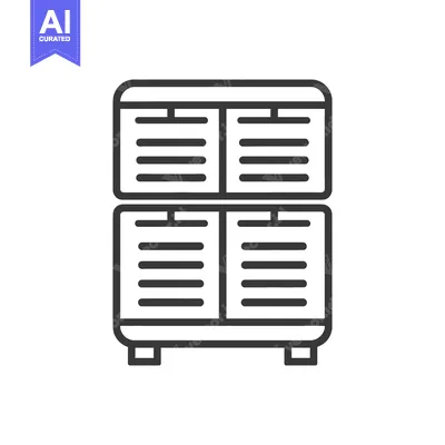A Line Drawing Of A Four Sectioned Cabinet