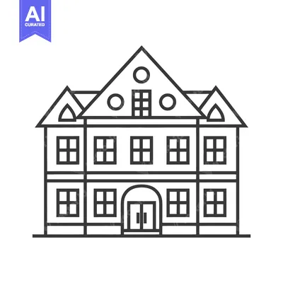 Aset premium populer: A Line Drawing of a Large Classic House