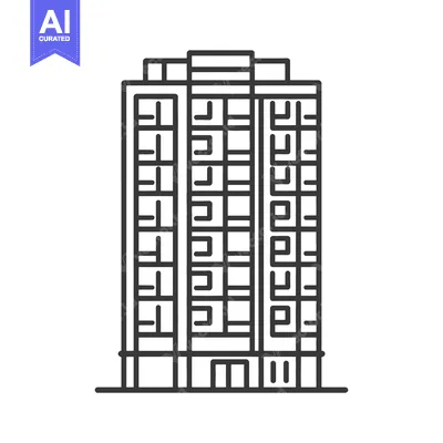 Aset premium populer: Modern apartment building architectural line drawing illustration