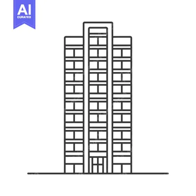 Aset premium populer: Simple Line Drawing Of A Modern Apartment Building