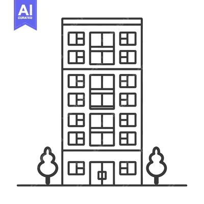 Aset premium populer: Apartment Building Illustration with Trees