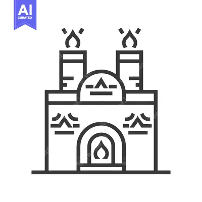 Aset desain premium: A stylized illustration of a traditional brick kiln