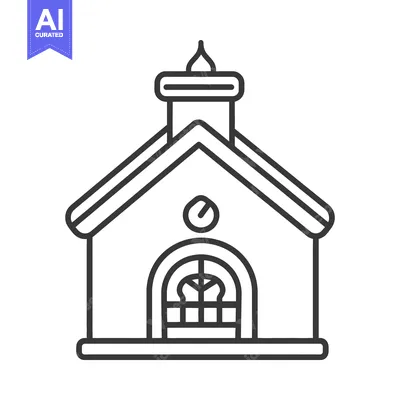 Popular premium asset: Simple Line Drawing of a Small Church Building