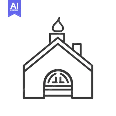 Aset desain premium: Simple Line Drawing Of A Brick Oven Building