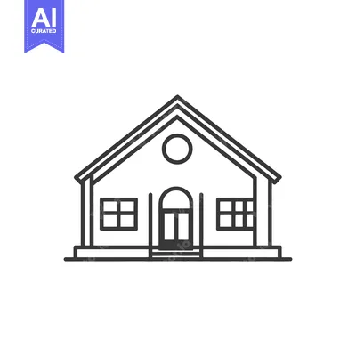 Premium design asset: Simple Line Drawing Of A Small House
