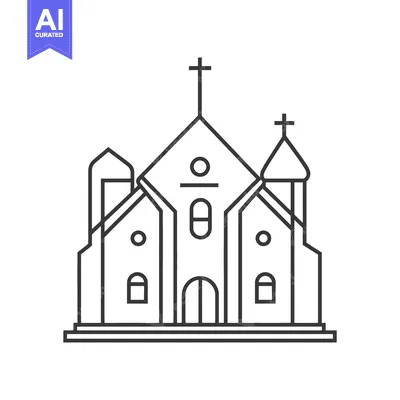 Simple Line Drawing Of A Church Building