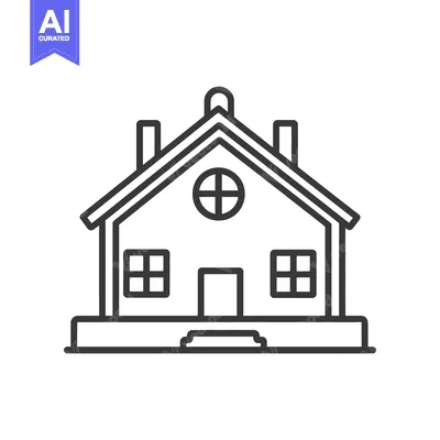 Aset desain premium: A Simple Line Drawing Of A House With A Roof