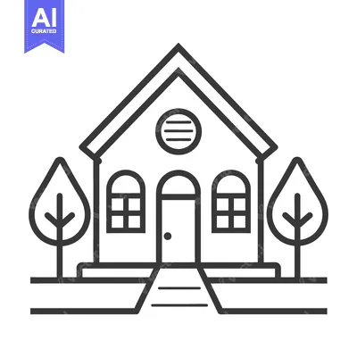 Aset premium populer: Simple House Design with Trees and Steps